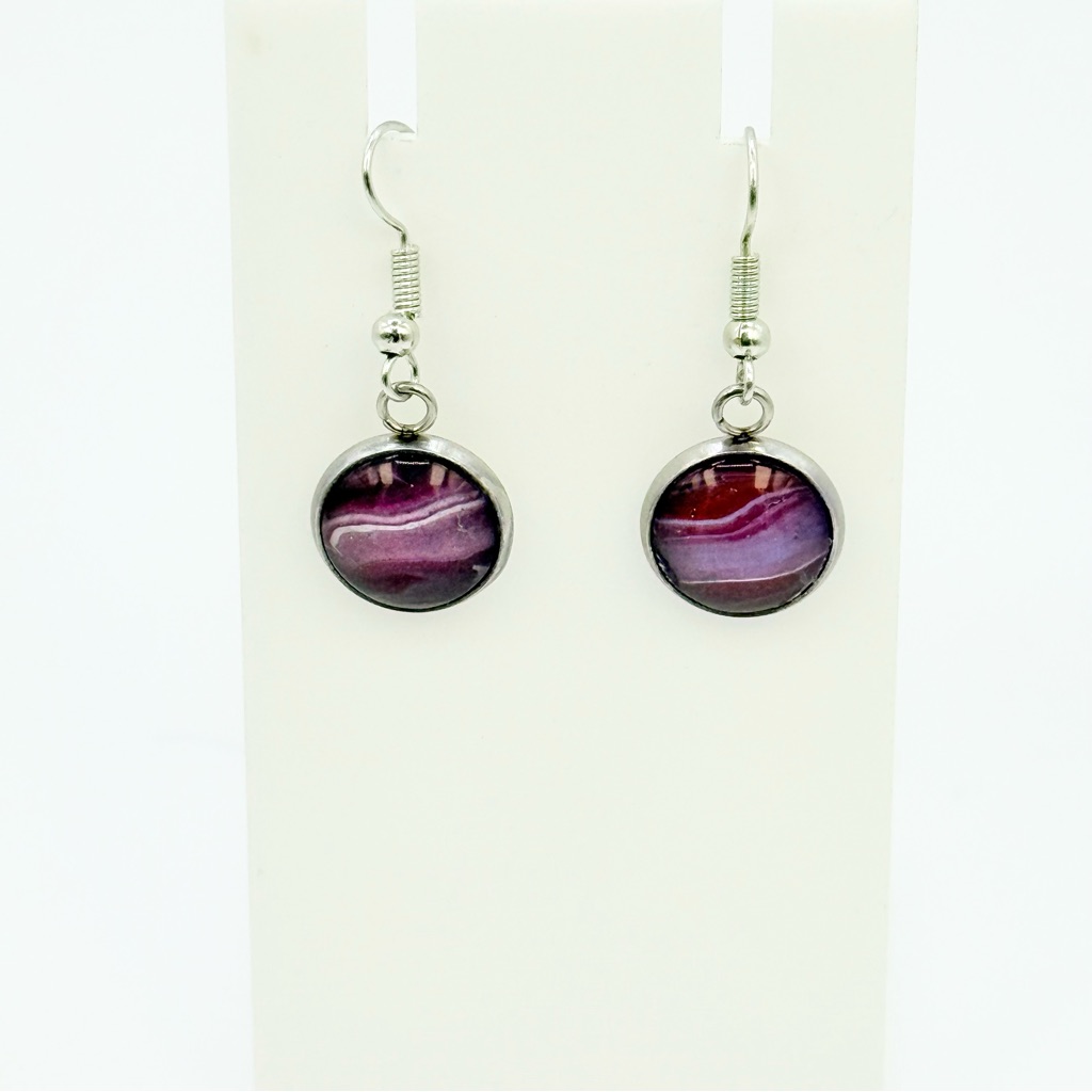 Chic Silver And Purple Dangle Earrings 20$